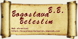 Bogoslava Beleslin vizit kartica